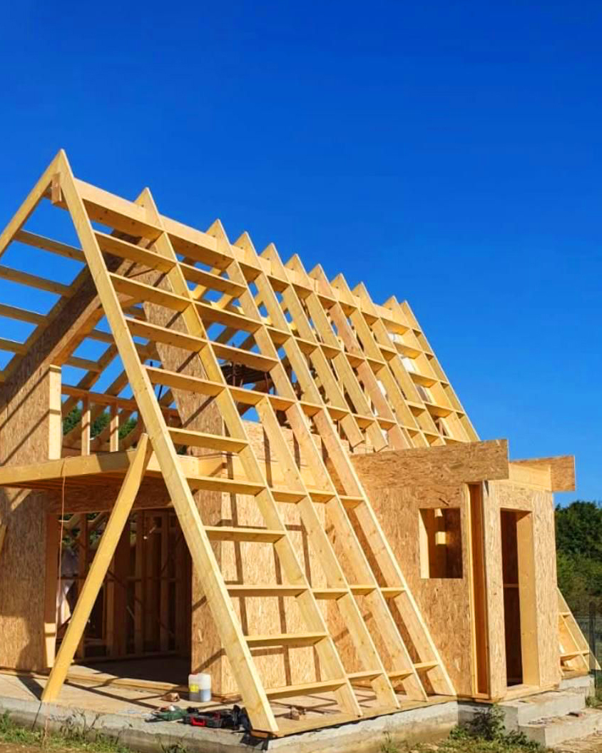 Cabana tip A din lemn in constructie